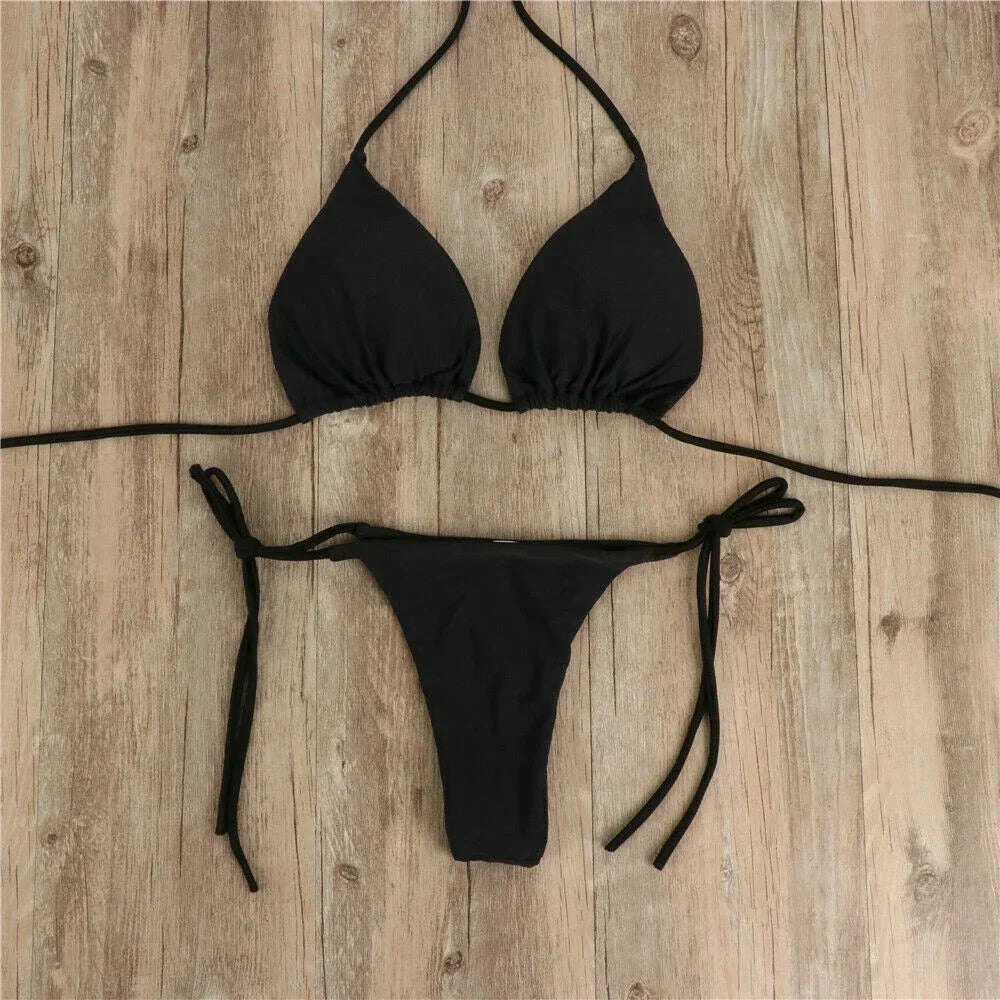 Women’s Pink Bikini Set – Sexy High-Leg Two-Piece Swimwear 🌸