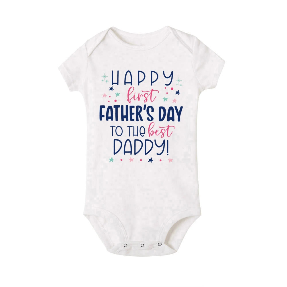 Happy Father’s Day Baby Romper – “Best Daddy” Printed Newborn Bodysuit for Boys & Girls