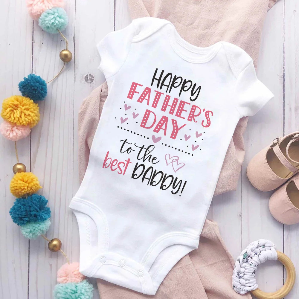 Happy Father’s Day Baby Romper – “Best Daddy” Printed Newborn Bodysuit for Boys & Girls