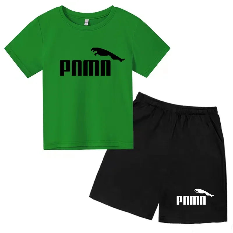 Ensemble Esthétique Enfant – T-shirt à Lettres & Pantalon Décontracté