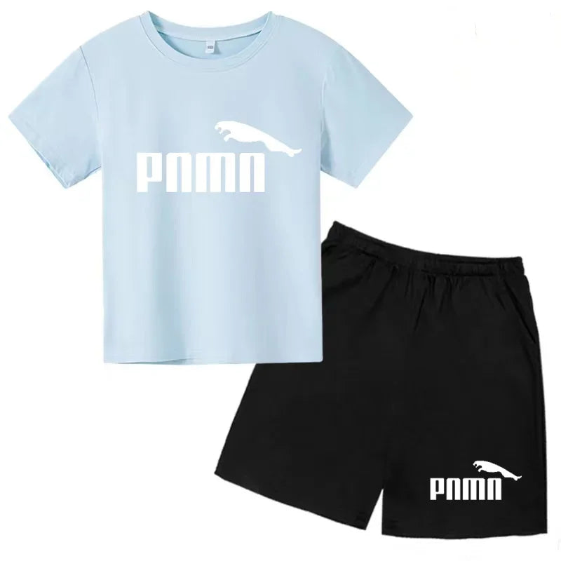 Ensemble Esthétique Enfant – T-shirt à Lettres & Pantalon Décontracté
