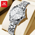 OPK Brand women's steel strip quartz watch dual calendar waterproof night light 6023