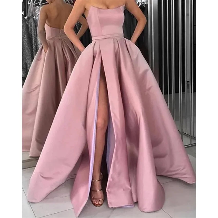 This burgundy satin gown is the perfect blend of sophistication