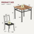 3-Piece Wood Dining Table Set for 2, Compact Square Kitchen Table Set with 2 Upholstered Chairs, Space-Saving Dining Set for Small Dining Rooms, Apartments & Kitchens