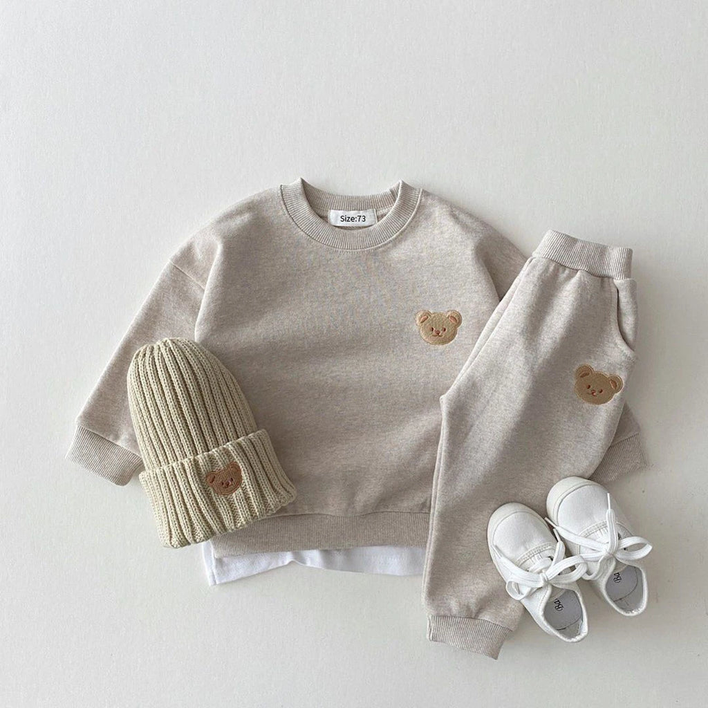 Fashion Baby Bear Outfit – 2PCS Sweatshirt & Pants Set for Toddlers