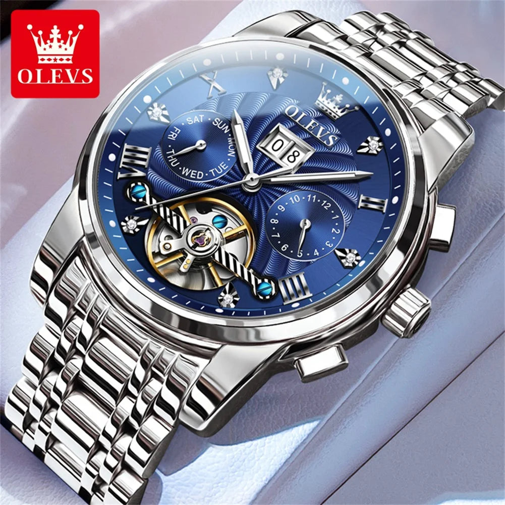 OLEVS Luxury Automatic Tourbillon Watch for Men – Classic Multifunction Mechanical Wristwatch with Elegant Business Style