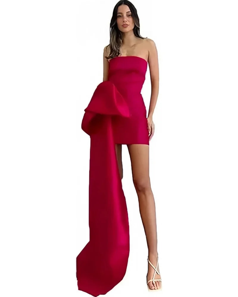 Make a bold and stylish entrance in this elegant satin homecoming dress, designed to combine youthful charm with modern sophistication
