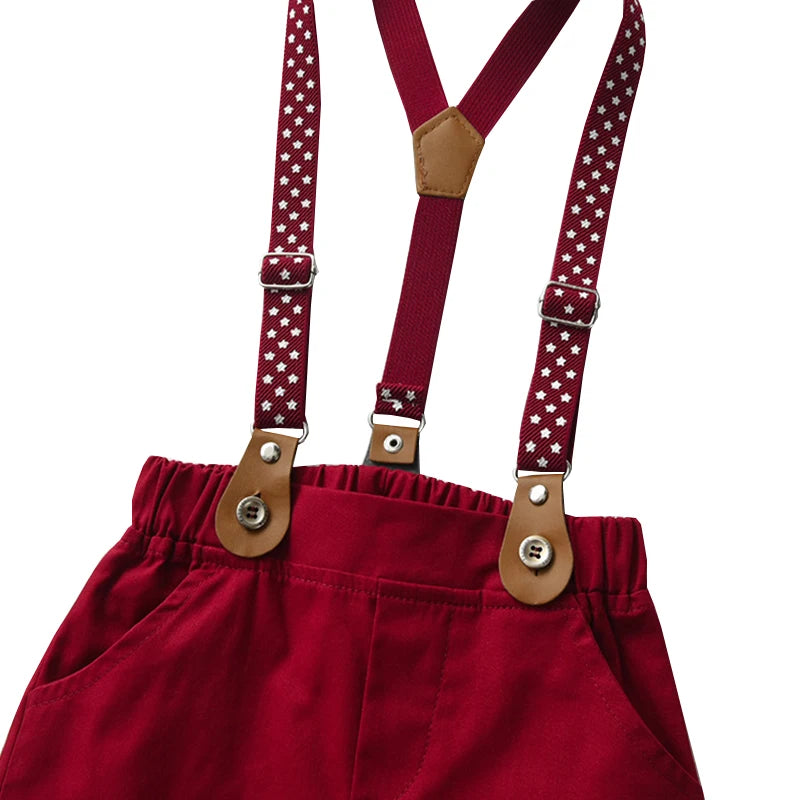 Boys Summer Suspender Set – Star Print Wedding Outfit for Kids