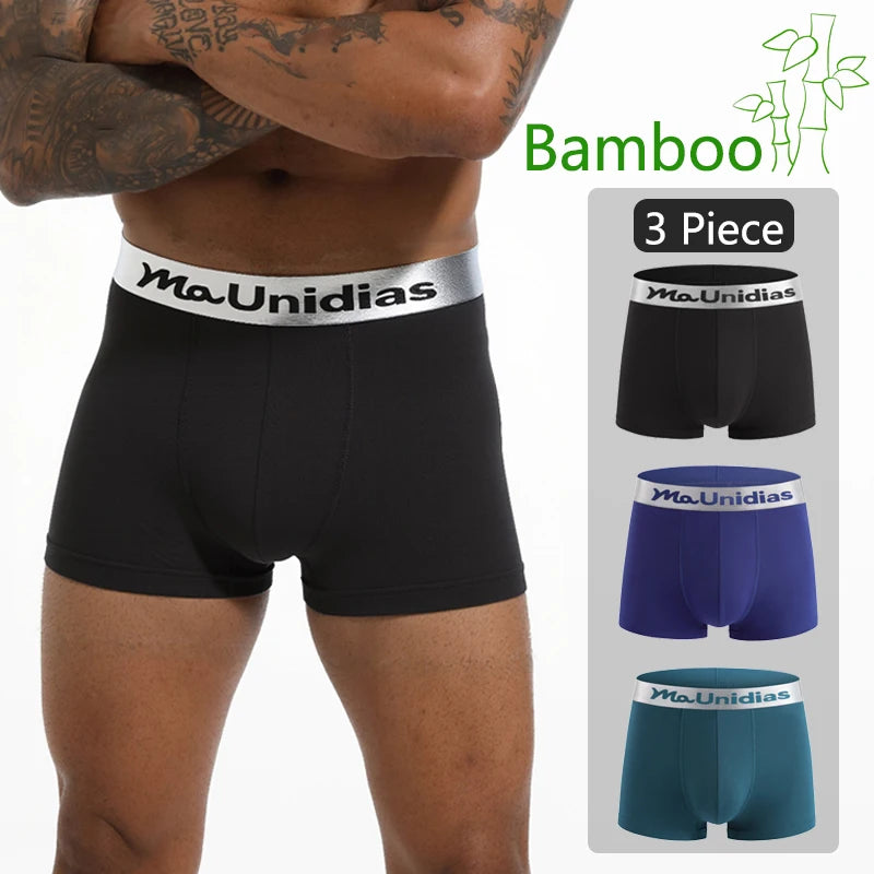 3PCS Classic Men’s Boxer Briefs – Premium Bamboo Fiber, Modern Fit & Ultra-Soft Comfort