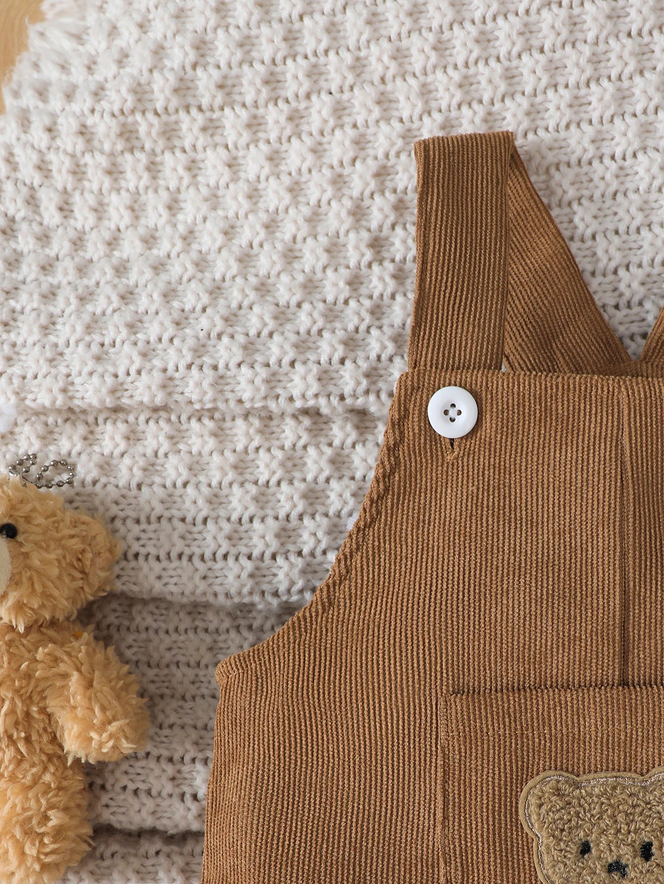 Corduroy Baby Boy Overalls – Cute Bear Pattern Adjustable Bib Pants