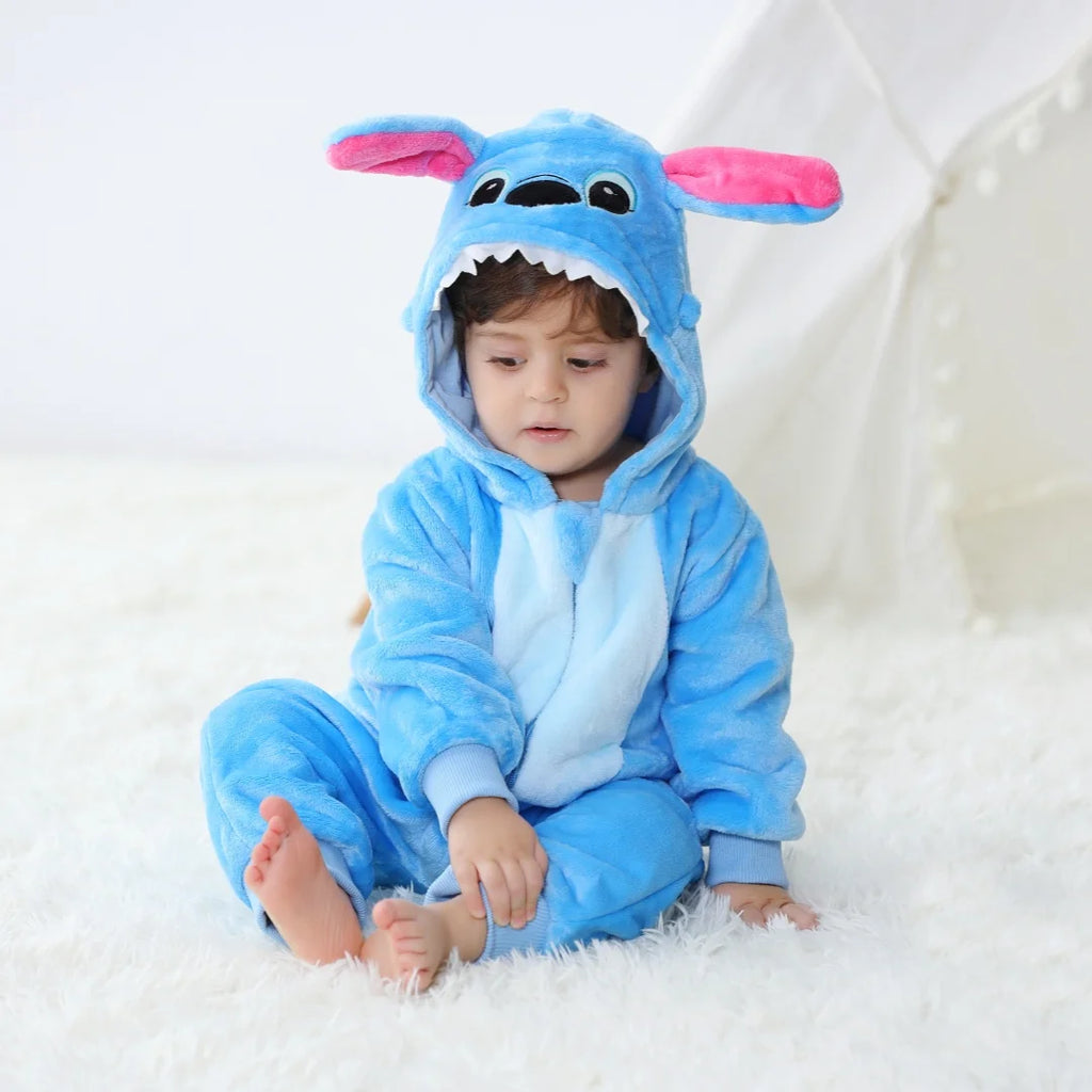 Baby Kigurumi Stitch Cartoon Romper – Soft Animal Jumpsuit for Infants & Toddlers