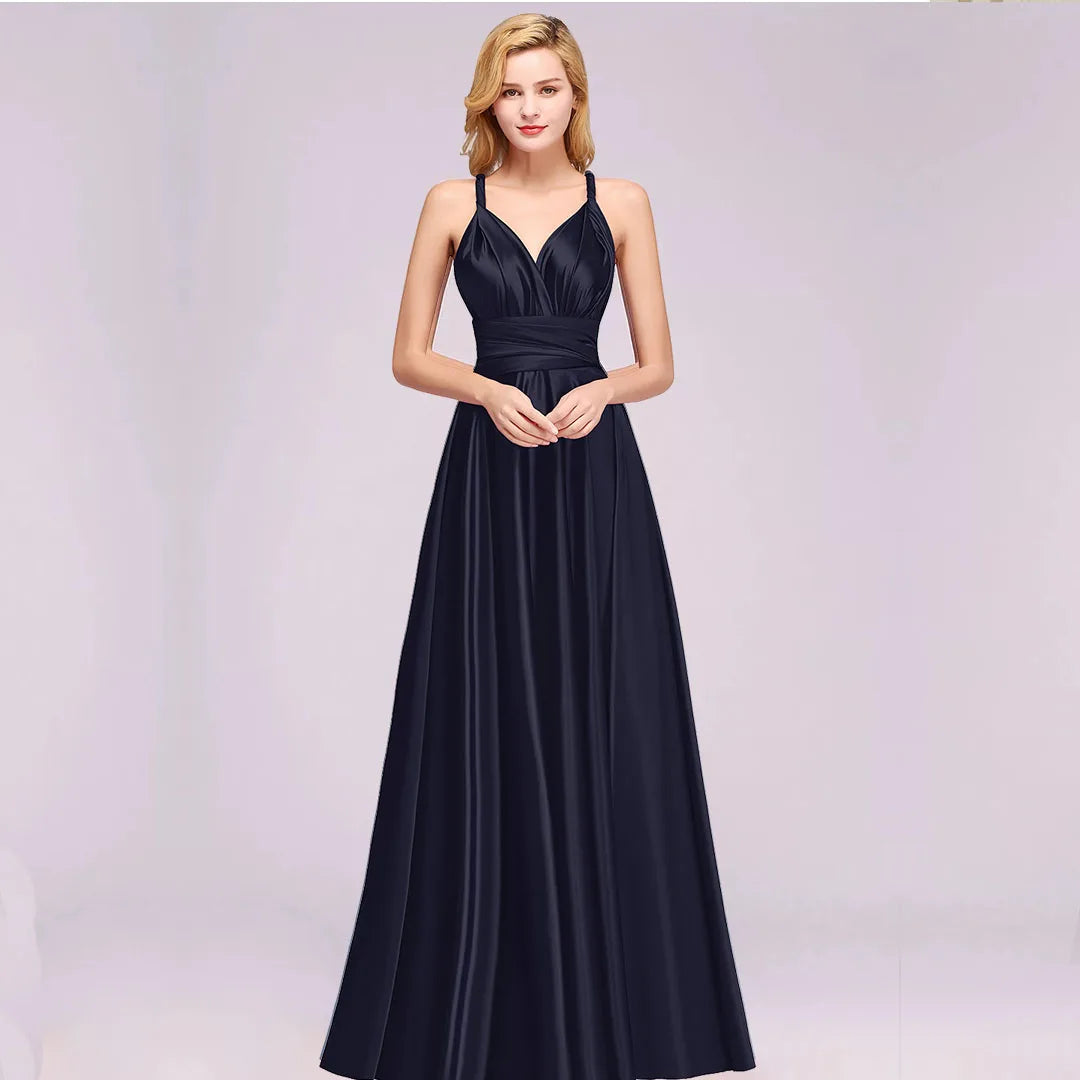 MisShow Infinity Milk Silk Soft Evening Dress for Women – Elegant Sleeveless Multi-Way Wrap Convertible Gown for Prom, Bridesmaids & Special Occasions