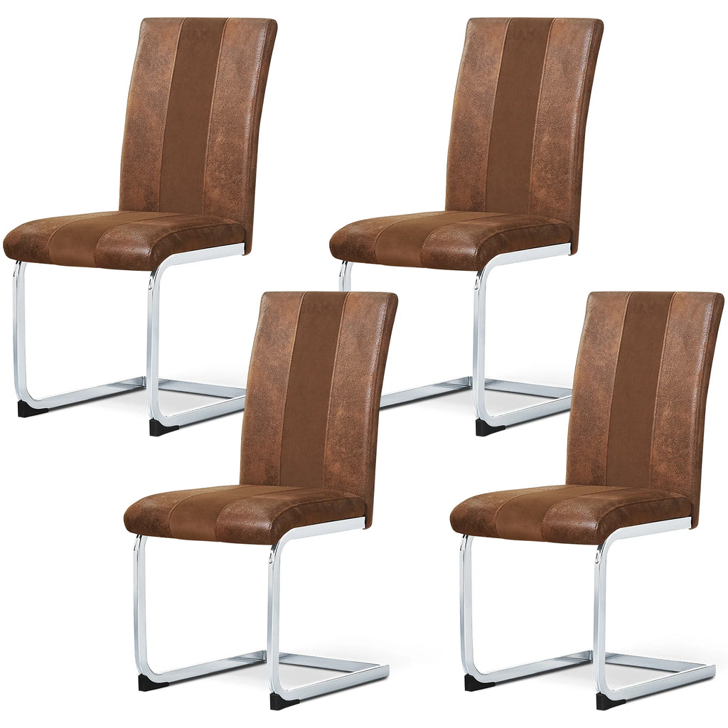 JYMTOM Faux Leather Dining Chairs, Cantilever Swing Kitchen Chairs with High Backrest & Chrome-Plated Metal Frame