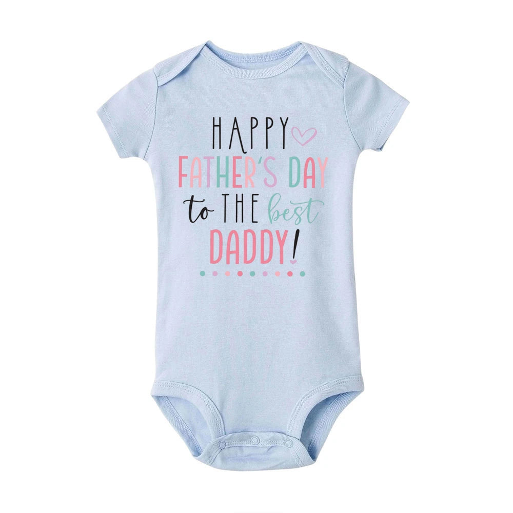 Happy Father’s Day Baby Romper – “Best Daddy” Printed Newborn Bodysuit for Boys & Girls