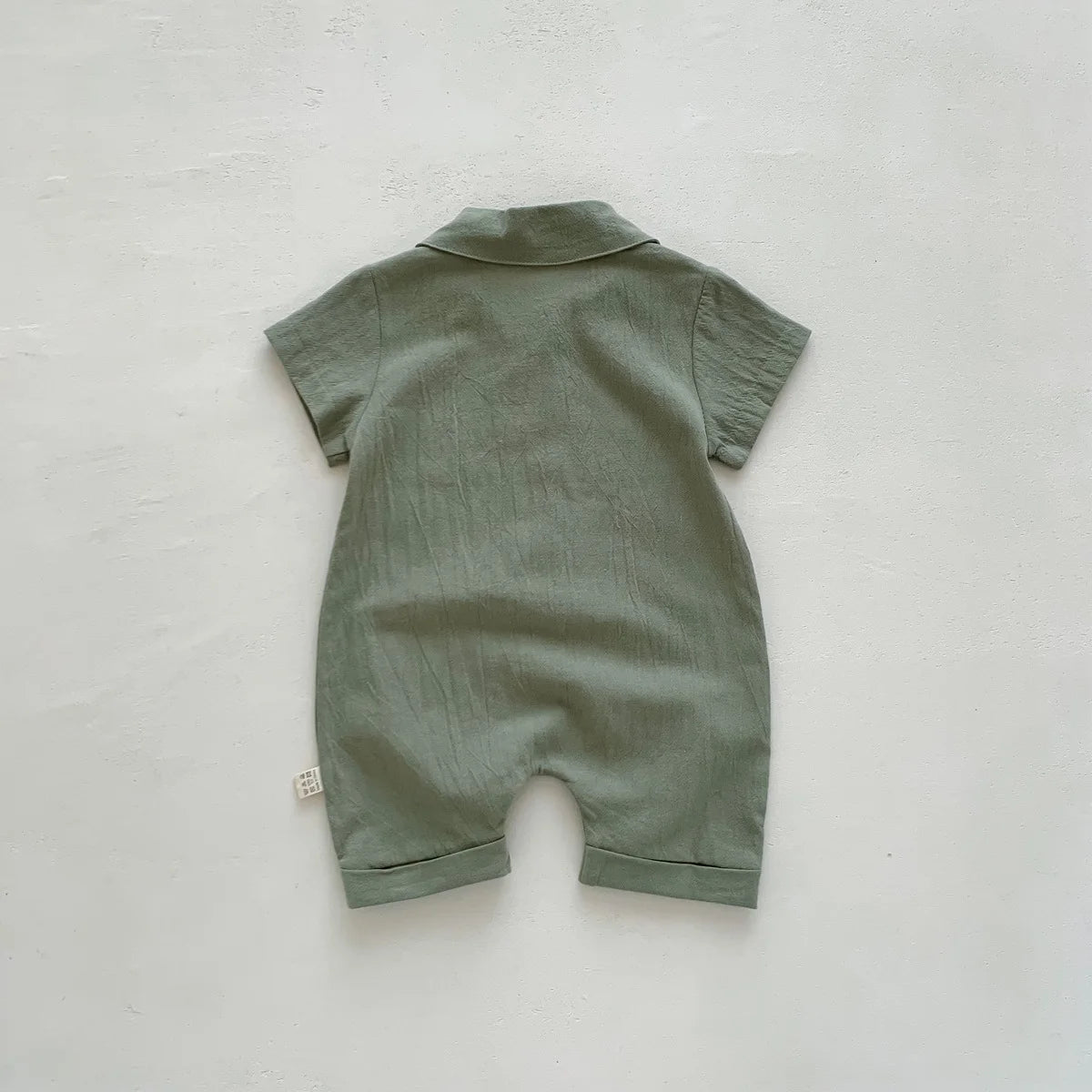 Solid Color Baby Romper – Summer Short Sleeve Creeper with Pocket for Infants