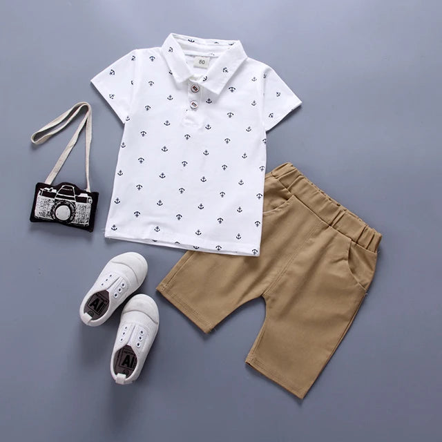 Summer Boys 2PCS Outfit – T-Shirt & Shorts Sports Set for Toddlers