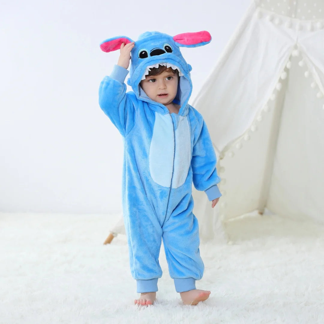 Baby Kigurumi Stitch Cartoon Romper – Soft Animal Jumpsuit for Infants & Toddlers