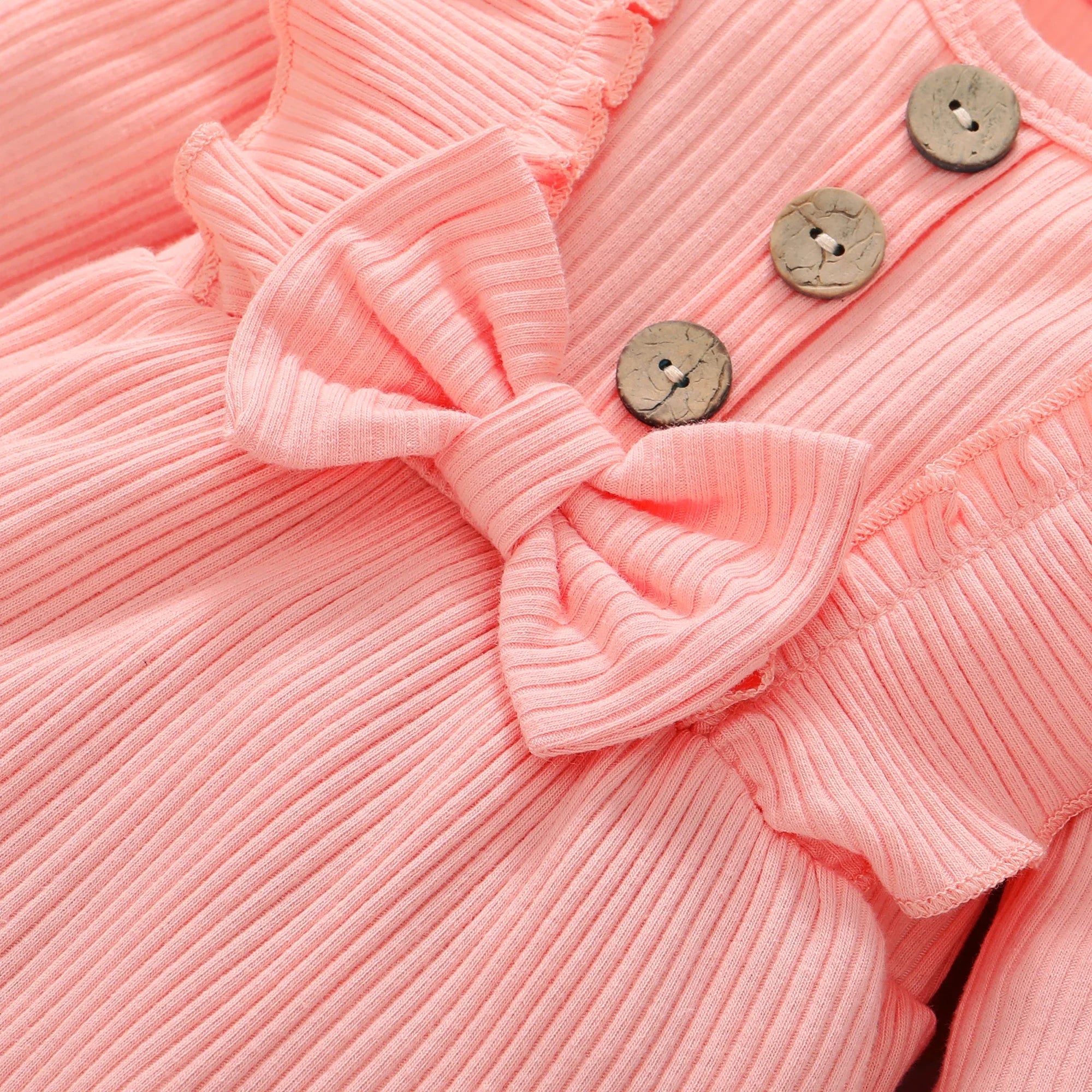 Newborn Baby Girl Ruffle Romper – Long Sleeve Onesie with Headband Set