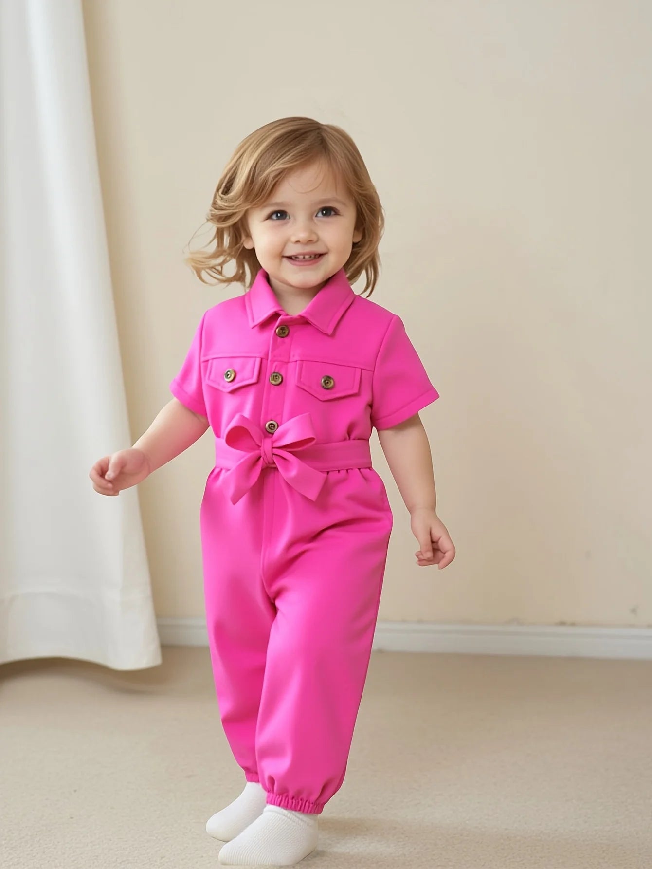 Cute Baby Girl Summer Romper Set – Short Sleeve One-Piece with Matching Belt