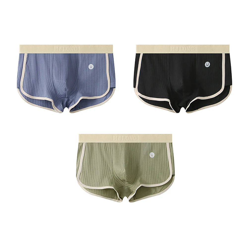 3PCS/Pack Luxury Men’s Boxer Briefs – 100% Breathable Cotton, Modern Striped Style, Ultra-Soft Comfort, Flexible Stretch Fabric & Premium Wide Waistband