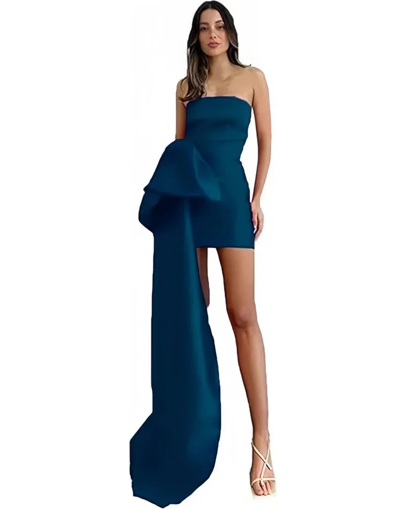 Make a bold and stylish entrance in this elegant satin homecoming dress, designed to combine youthful charm with modern sophistication