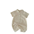 Solid Color Baby Romper – Summer Short Sleeve Creeper with Pocket for Infants