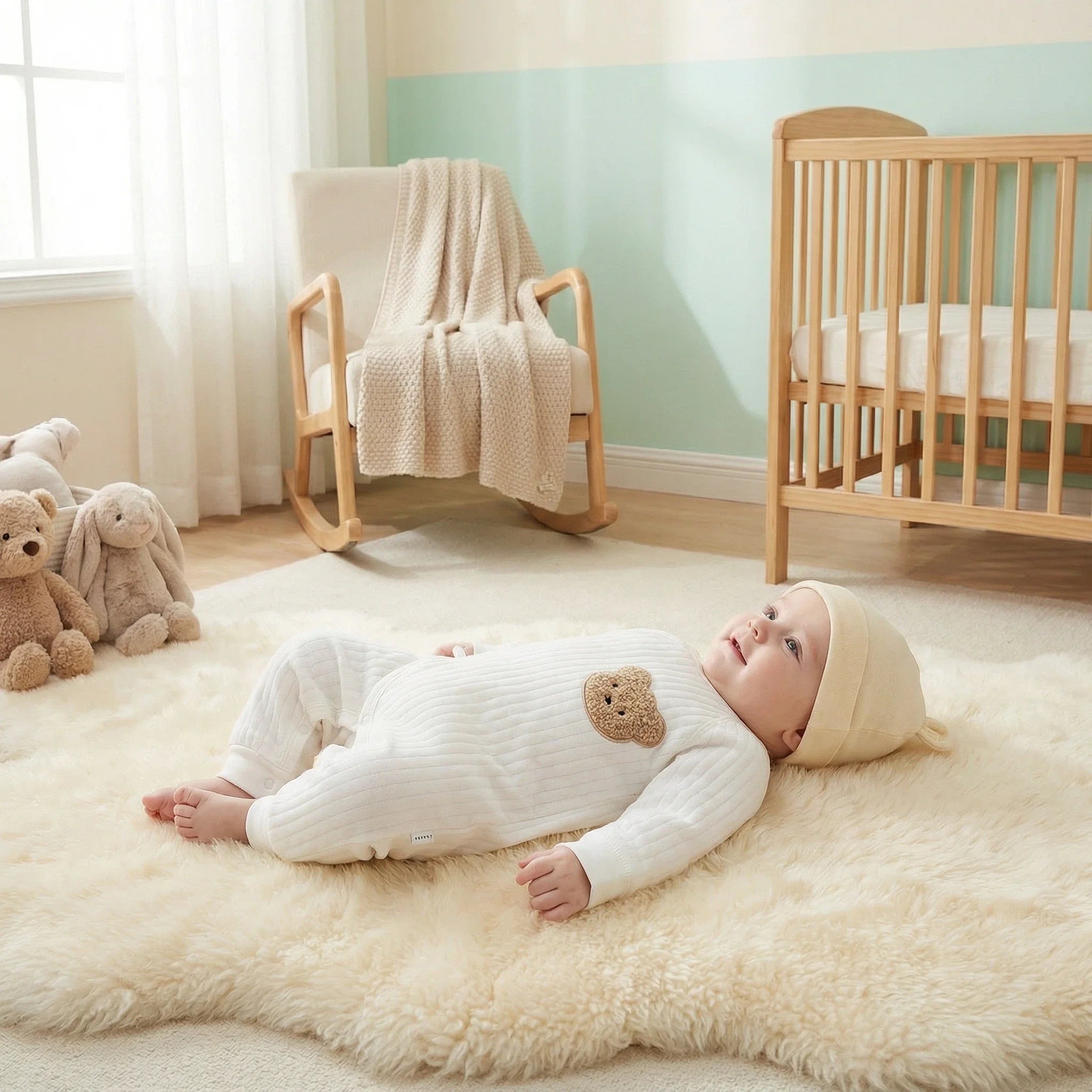 Somenie 3D Bear Baby Romper – 100% Cotton Bodysuit for Boys & Girls