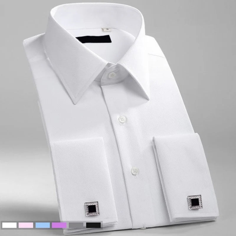 Men’s French Cuff Dress Shirt – Elegant Formal Style