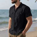 Summer Men’s Cotton Linen Short Sleeve Shirt – Casual Beach & Vacation Style