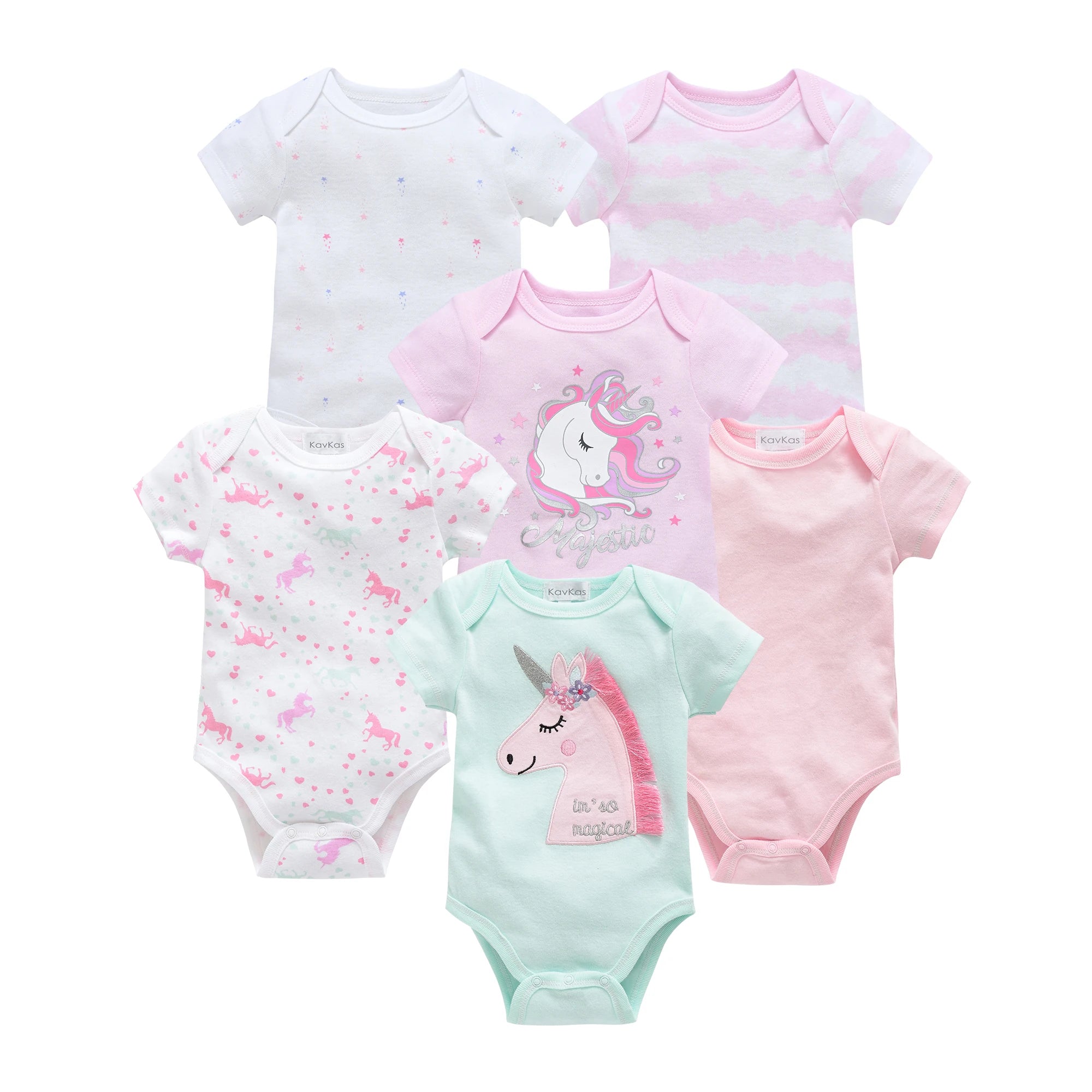 3/6PCS Baby Bodysuit Set – Soft Cotton Short Sleeve Clothes for Newborn Boys & Girls (0–12 Months)