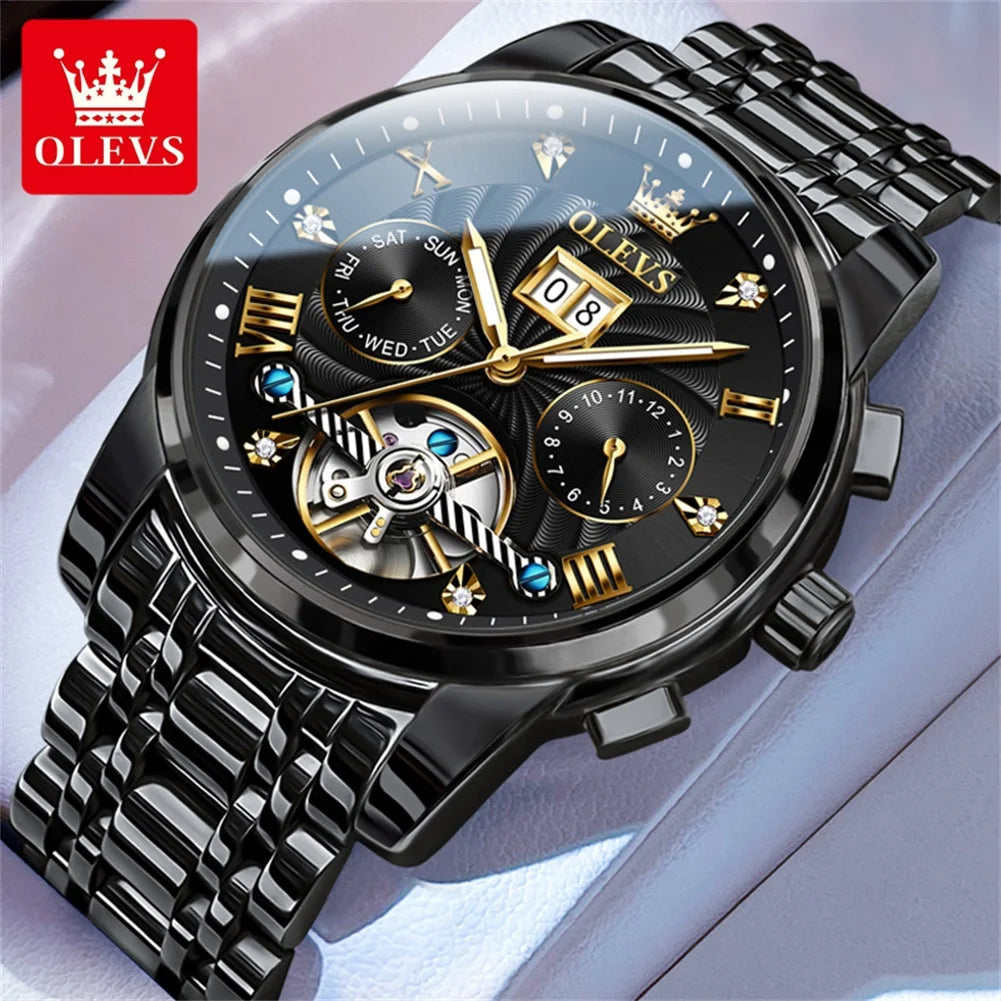 OLEVS Luxury Automatic Tourbillon Watch for Men – Classic Multifunction Mechanical Wristwatch with Elegant Business Style