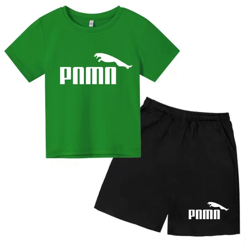 Ensemble Esthétique Enfant – T-shirt à Lettres & Pantalon Décontracté