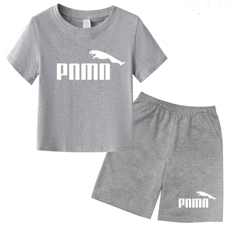 Ensemble Esthétique Enfant – T-shirt à Lettres & Pantalon Décontracté
