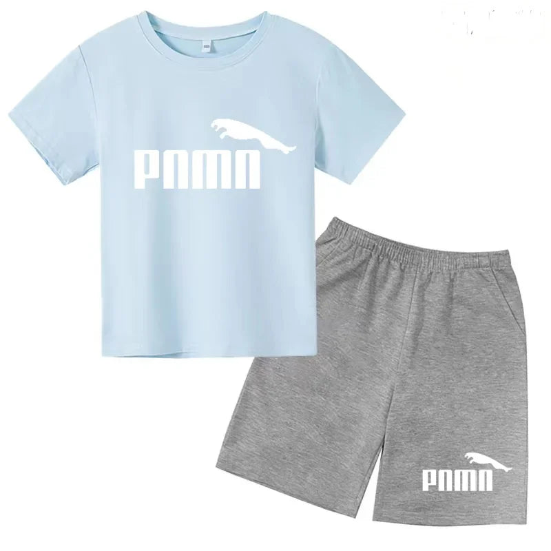 Ensemble Esthétique Enfant – T-shirt à Lettres & Pantalon Décontracté