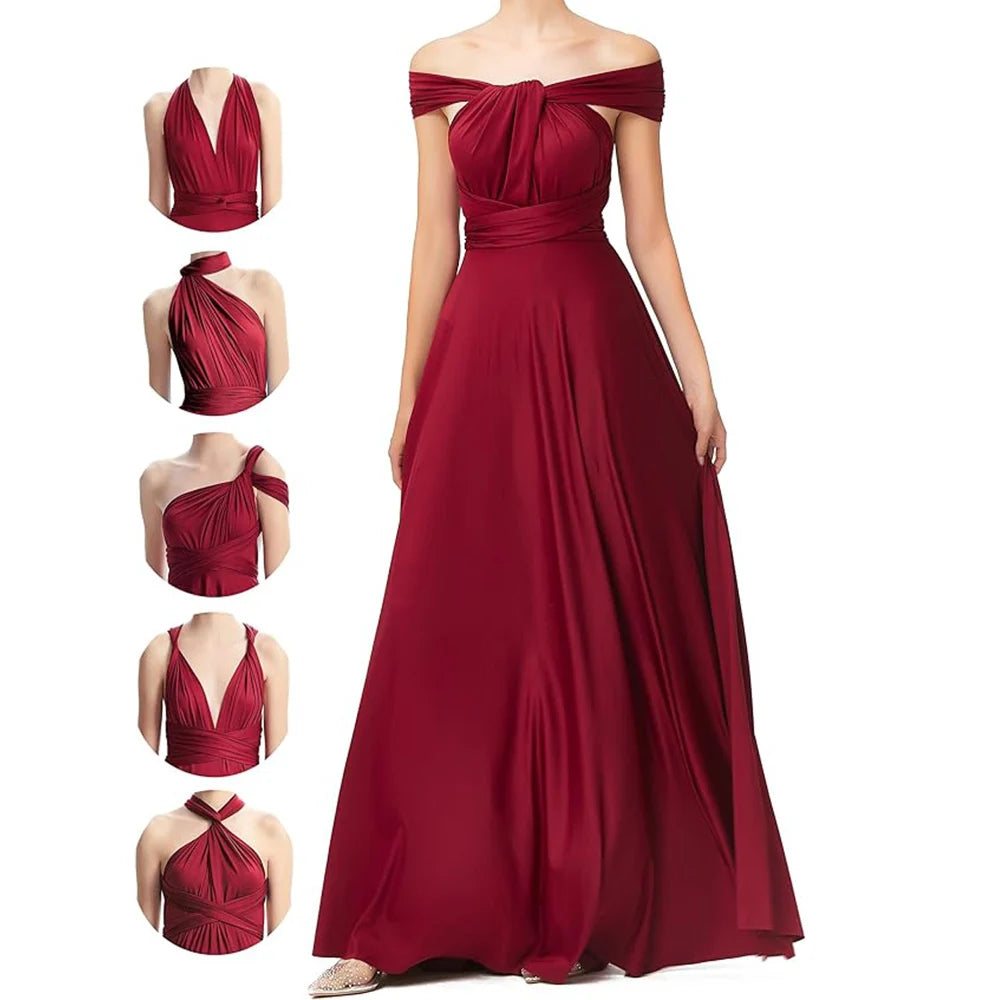 MisShow Infinity Milk Silk Soft Evening Dress for Women – Elegant Sleeveless Multi-Way Wrap Convertible Gown for Prom, Bridesmaids & Special Occasions