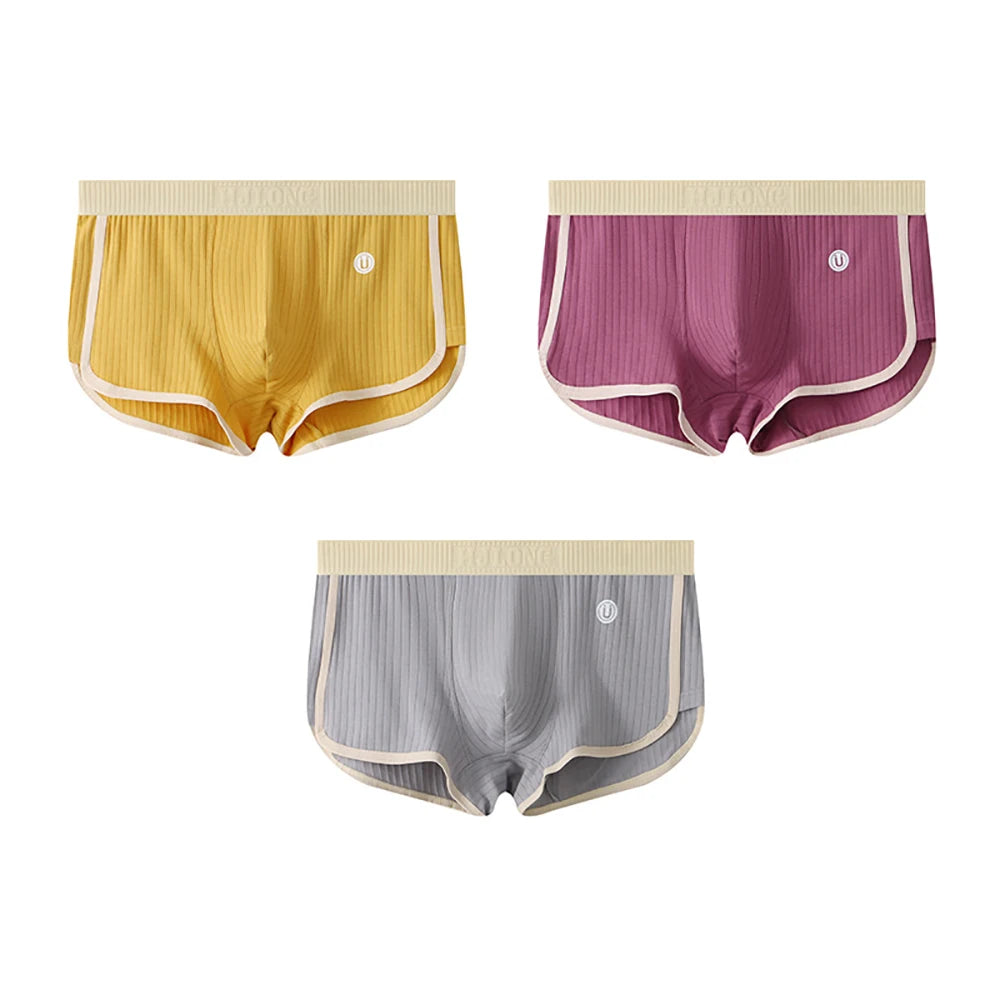 3PCS/Pack Luxury Men’s Boxer Briefs – 100% Breathable Cotton, Modern Striped Style, Ultra-Soft Comfort, Flexible Stretch Fabric & Premium Wide Waistband