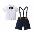 Boys Summer Suspender Set – Star Print Wedding Outfit for Kids