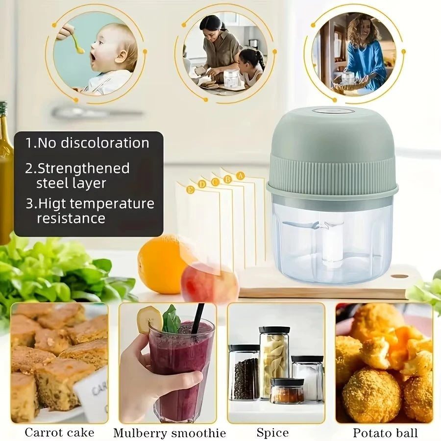 Compact Electric Garlic Grinder – 260ml Mini Food Chopper with One-Touch Control, Stainless Steel Blades for Garlic, Onion, Meat & Vegetables, Elegant & Easy-Clean Kitchen Essential.