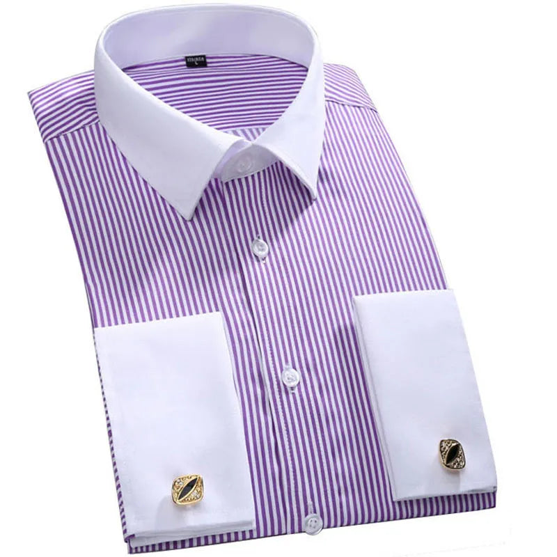 Men’s French Cuff Dress Shirt – Elegant Formal Style
