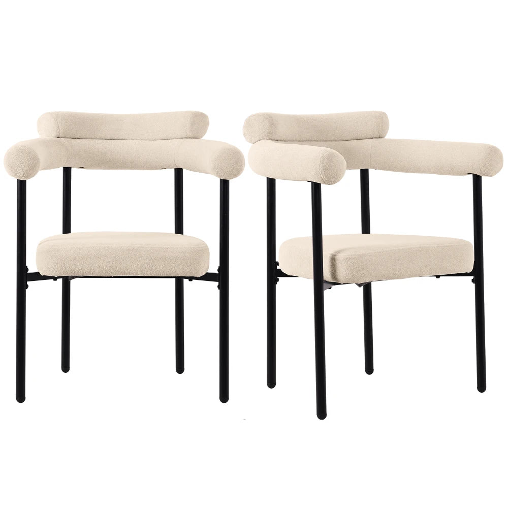 2/4/6 Pieces Modern Minimalist Dining Chairs, Suede Fabric Upholstered Chairs with Ergonomic Ring Backrest & Soft Padded Seat for Dining Room