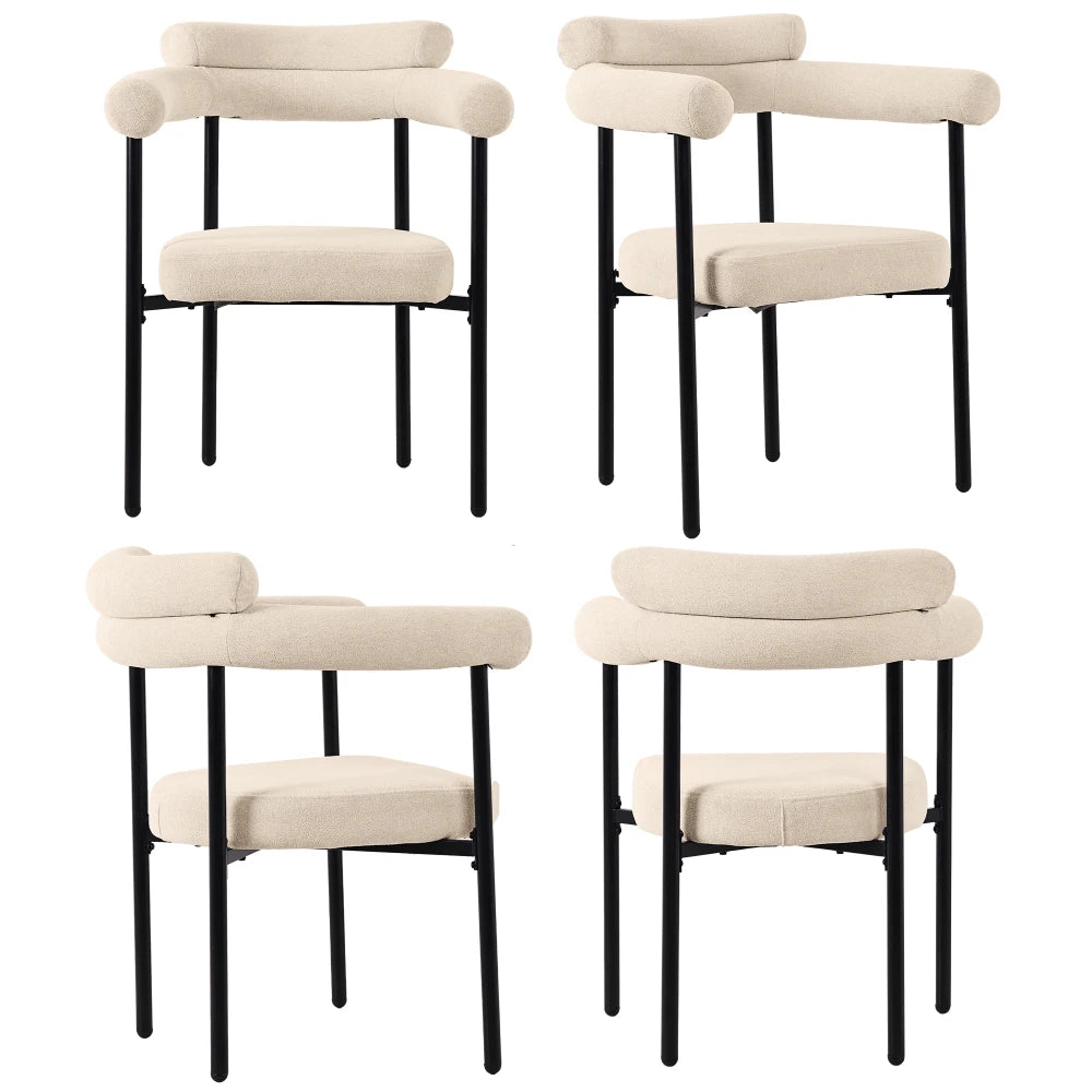 2/4/6 Pieces Modern Minimalist Dining Chairs, Suede Fabric Upholstered Chairs with Ergonomic Ring Backrest & Soft Padded Seat for Dining Room