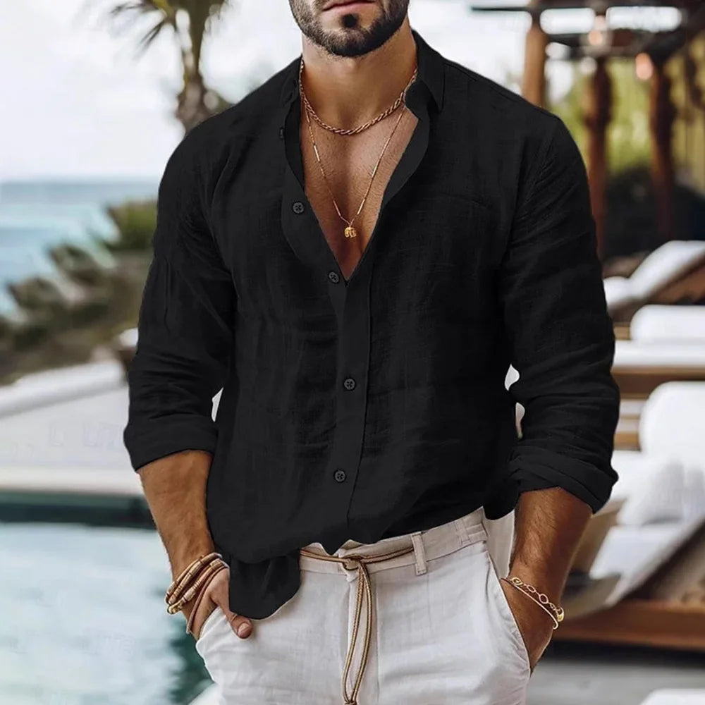 Men’s Cotton Linen Shirt – Summer Beach Style