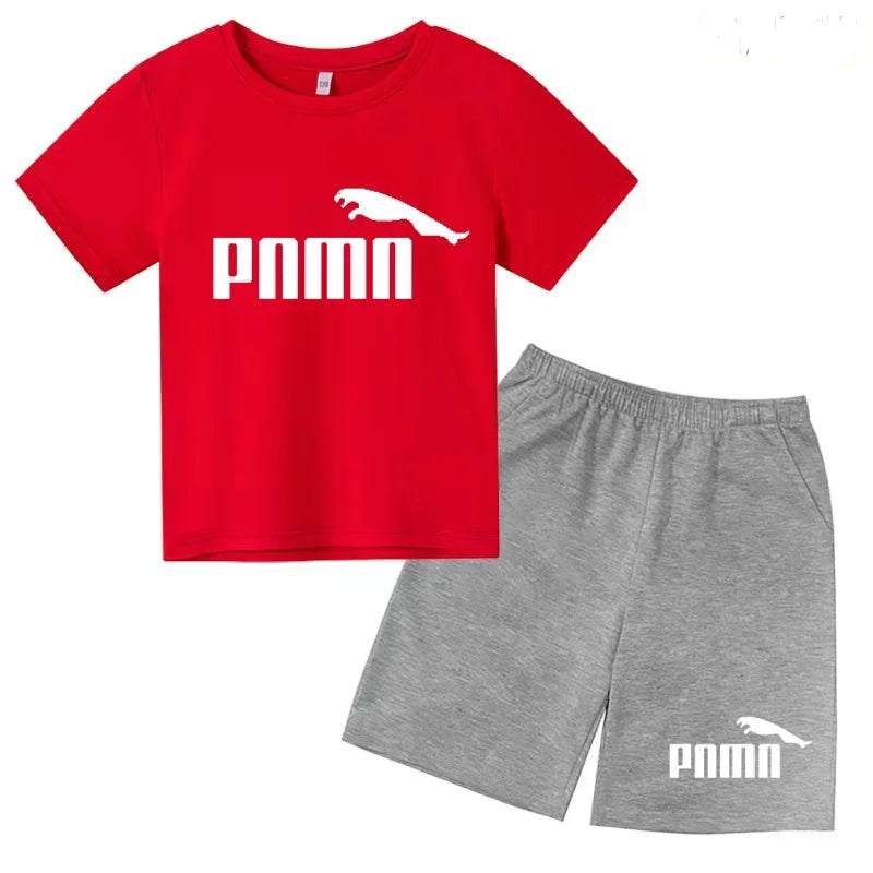 Ensemble Esthétique Enfant – T-shirt à Lettres & Pantalon Décontracté