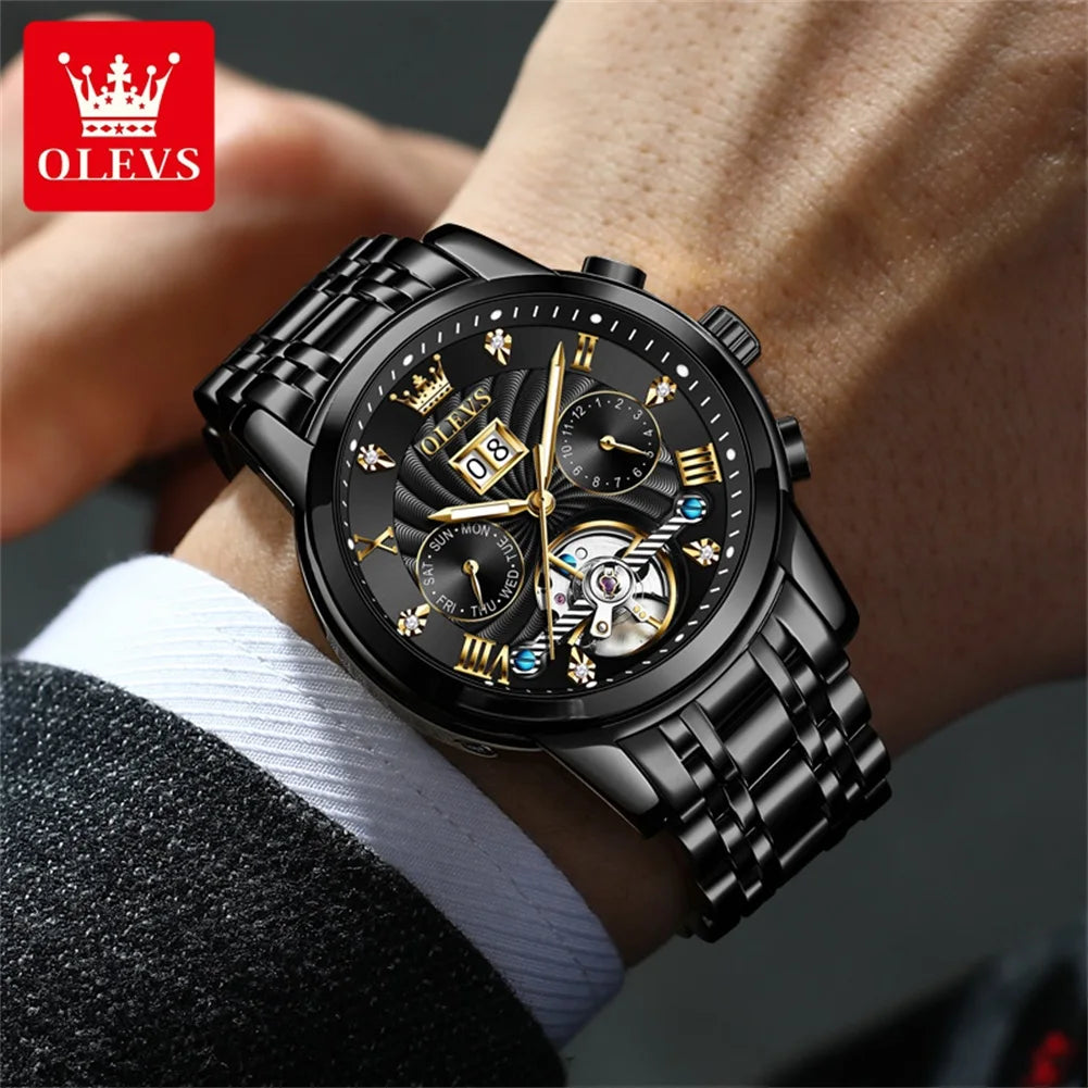 OLEVS Luxury Automatic Tourbillon Watch for Men – Classic Multifunction Mechanical Wristwatch with Elegant Business Style