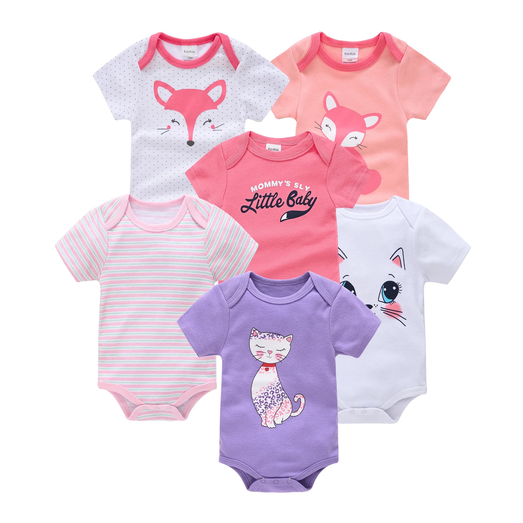 3/6PCS Baby Bodysuit Set – Soft Cotton Short Sleeve Clothes for Newborn Boys & Girls (0–12 Months)