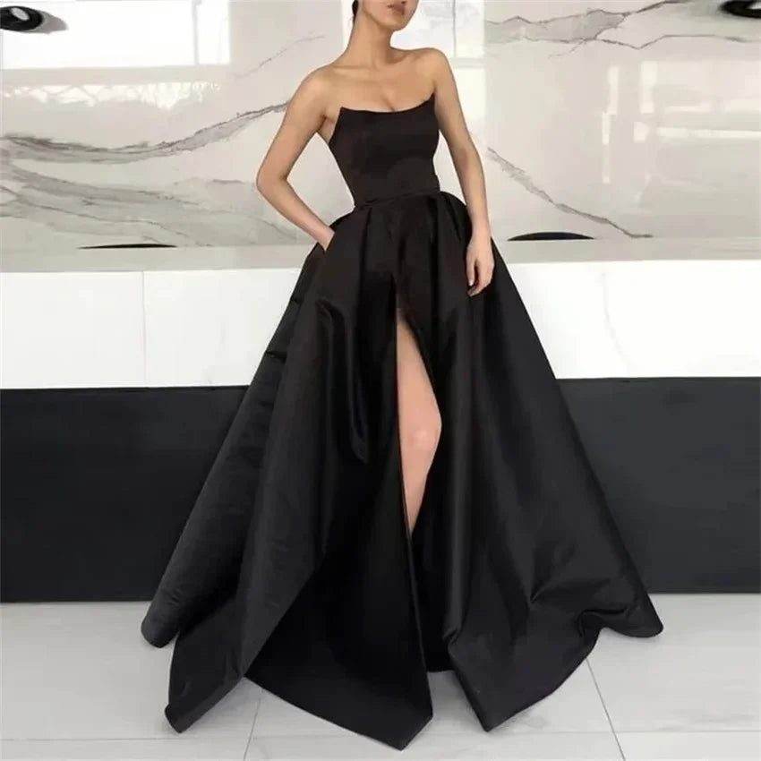 This burgundy satin gown is the perfect blend of sophistication