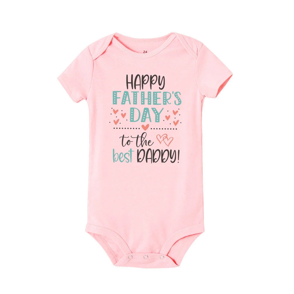 Happy Father’s Day Baby Romper – “Best Daddy” Printed Newborn Bodysuit for Boys & Girls