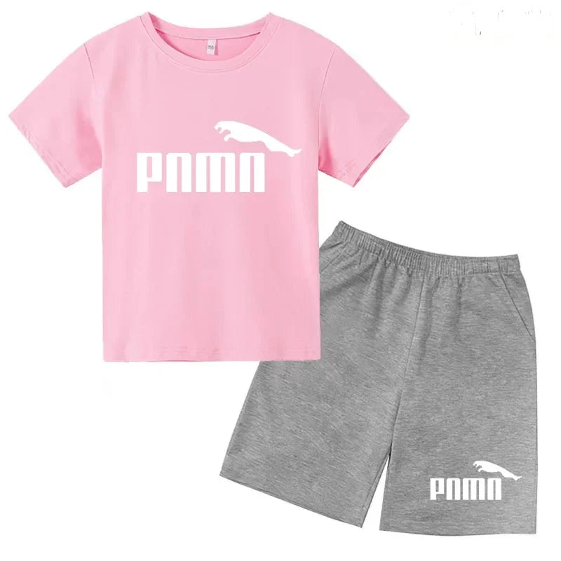Ensemble Esthétique Enfant – T-shirt à Lettres & Pantalon Décontracté