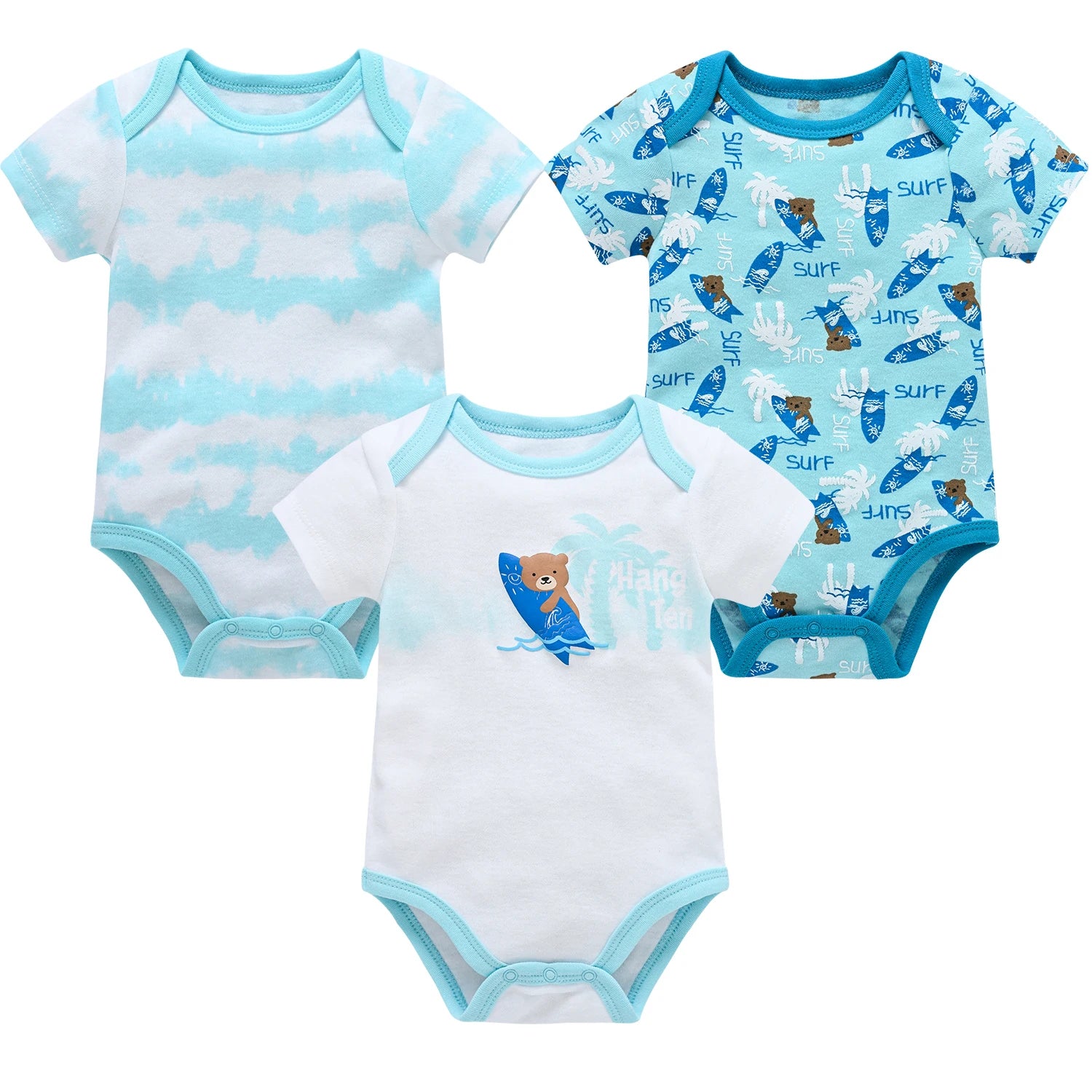 3/6PCS Baby Bodysuit Set – Soft Cotton Short Sleeve Clothes for Newborn Boys & Girls (0–12 Months)
