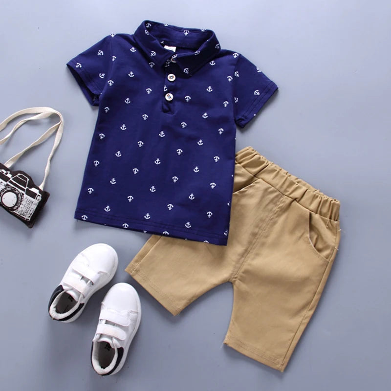 Summer Boys 2PCS Outfit – T-Shirt & Shorts Sports Set for Toddlers